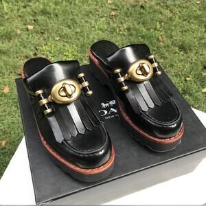 COACH 1941 Turnlock Creeper Mules Slides Shoes Size 5 turn lock